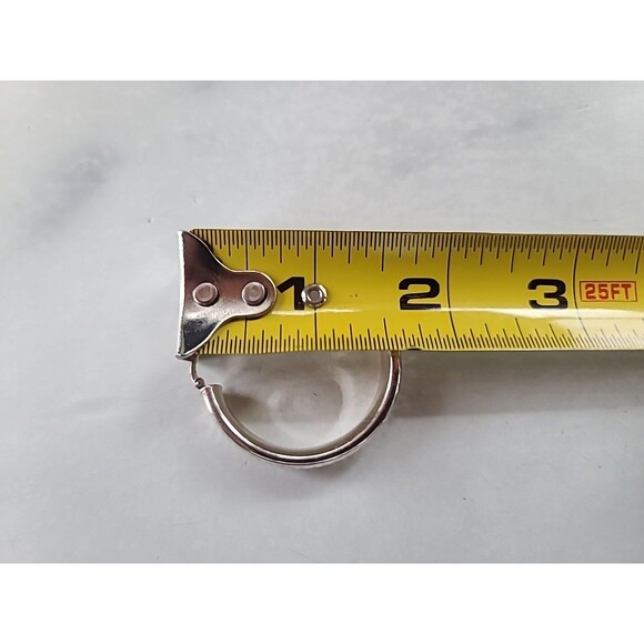 Milor Italian 950 Silver Etched Hoop Earrings Vintage - Picture 8 of 10